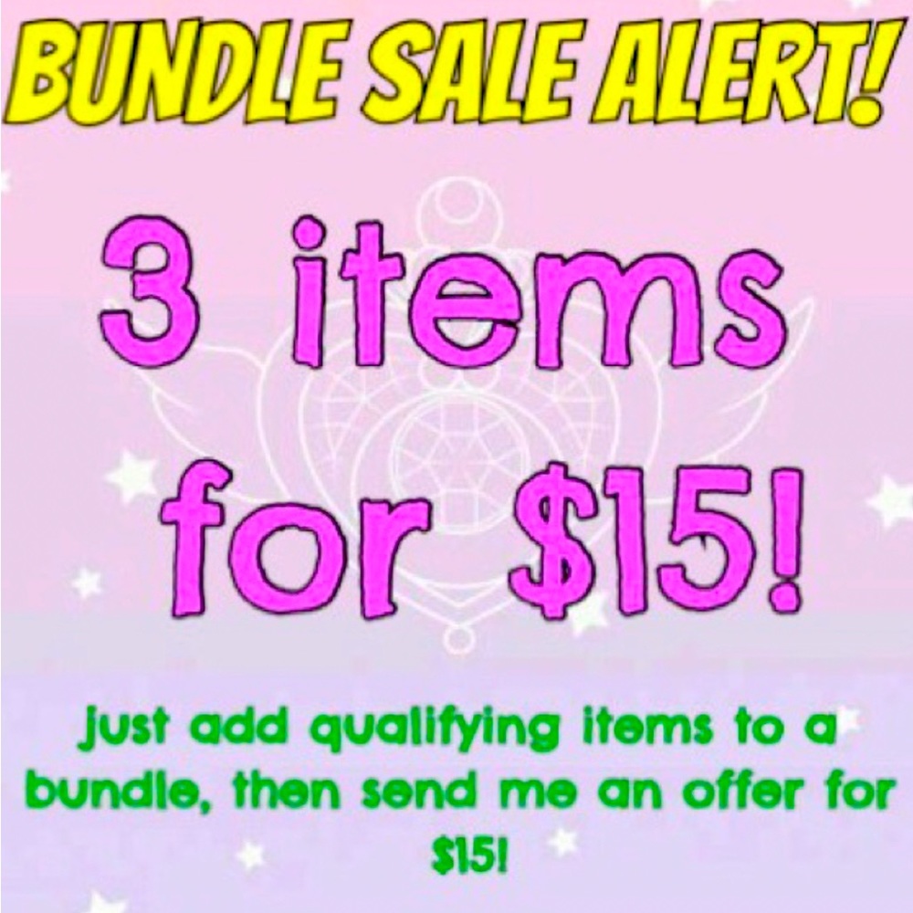Three items for $15 SALE!